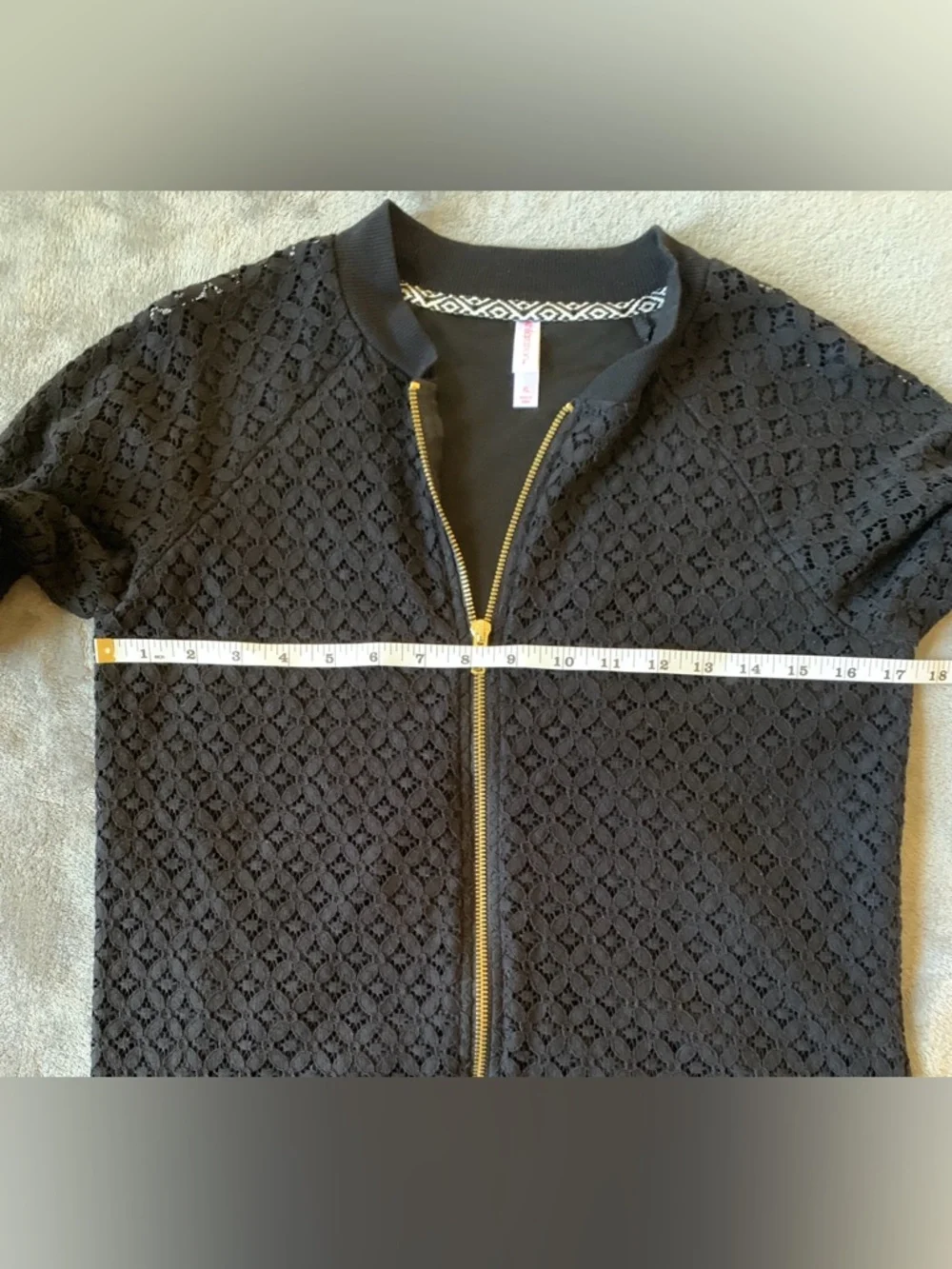 Xhilaration Black Crochet lined Jacket with Gold Zipper